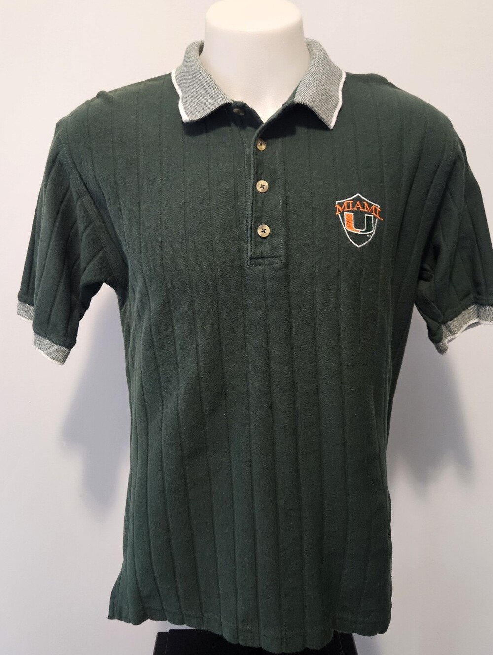 Lee Sport Miami Hurricanes Vintage Polo Shirt Mens Dark Green Classic 90's Large - Picture 3 of 10